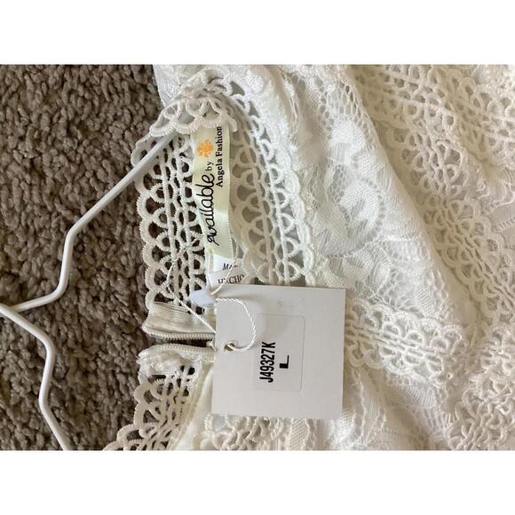 Available by Angela Lace Top‎ Blue Wide Leg Jumpsuit L • Elegant Party Outfit - Picture 3 of 13